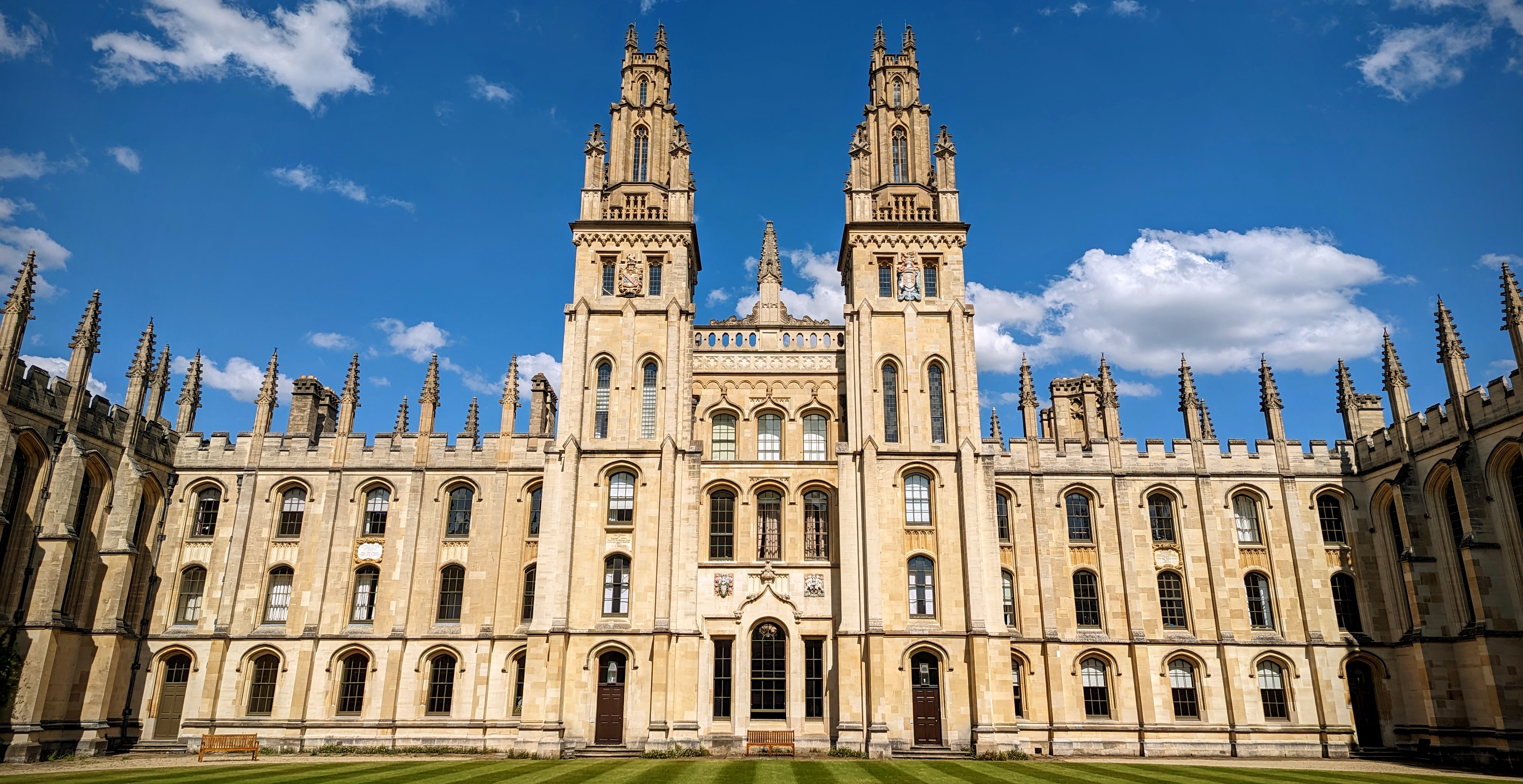 A photo of the Hawksmoor Towers on a sunny day