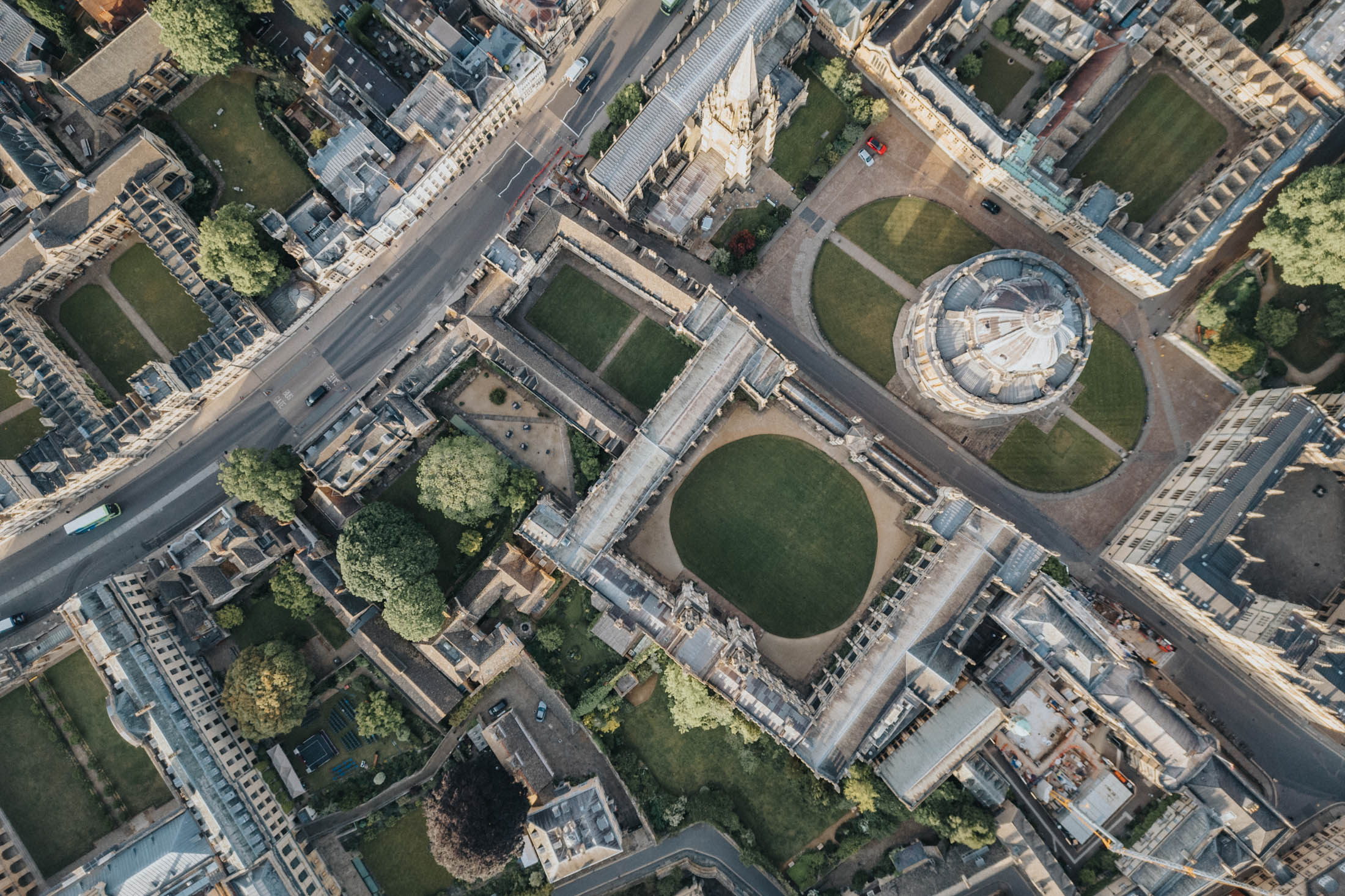 Aerial shot, All Souls College, Oxford