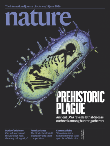 Cover of Nature magazine showing Prehistoric Plague as lead article