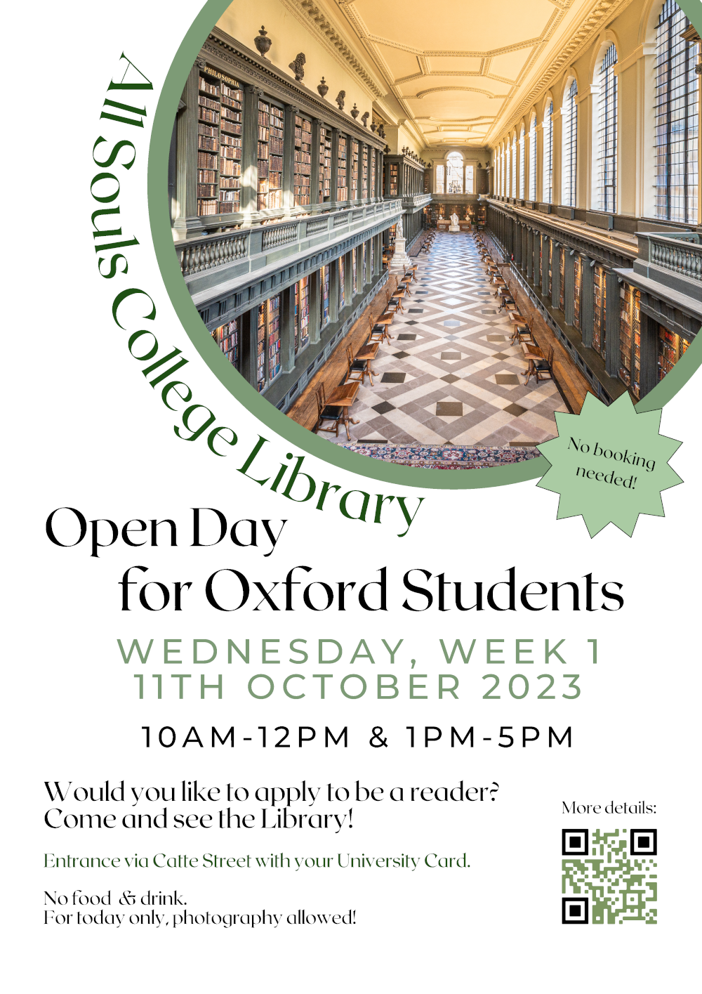 Poster with image of the library and text as above.