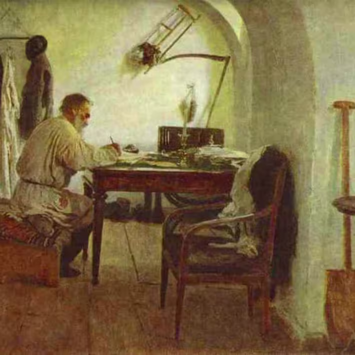 Tolstoy in study art