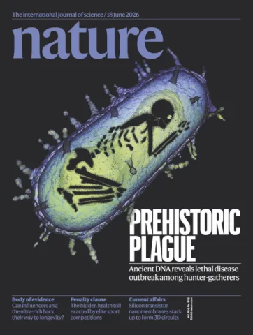 Cover of Nature magazine showing Prehistoric Plague as lead article